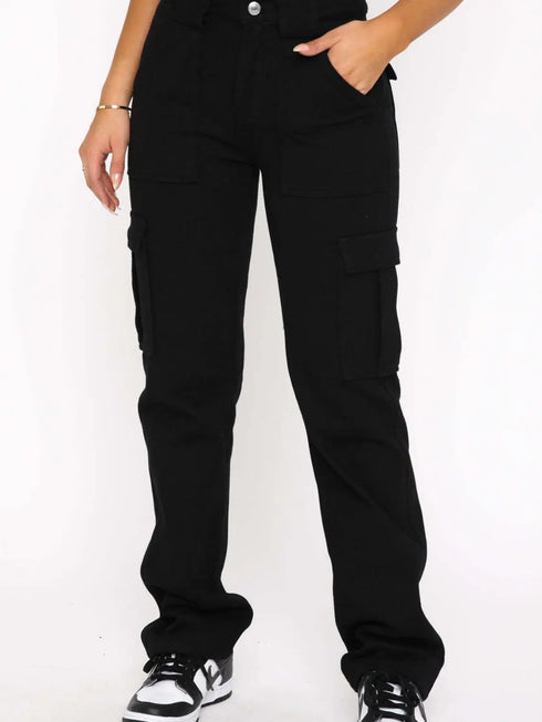 'Wisteria' High Waisted Cargo Pants - Celes Fashion